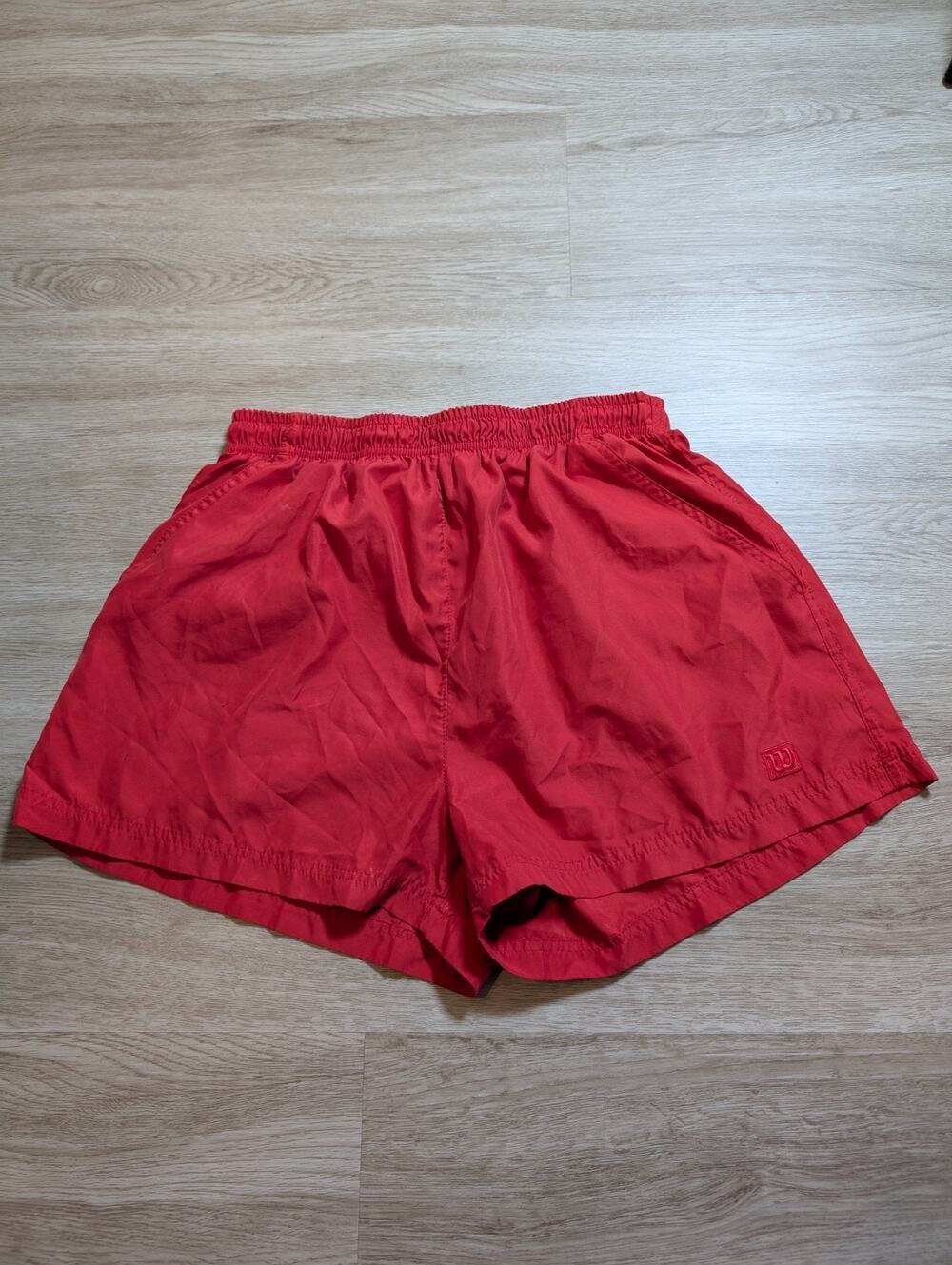 Vintage Wilson Womens Large Red Athletic Tennis Shorts Elastic Waist Lightweight